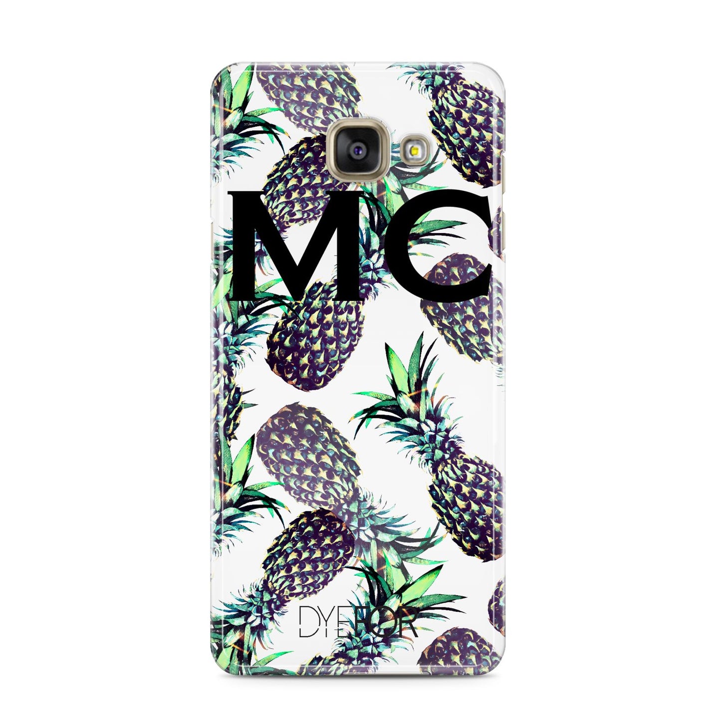 Personalised Pineapple Tropical White Samsung Galaxy A3 2016 Case on gold phone