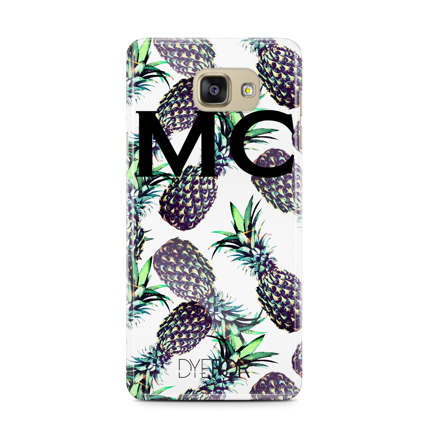 Personalised Pineapple Tropical White Samsung Galaxy A7 2016 Case on gold phone
