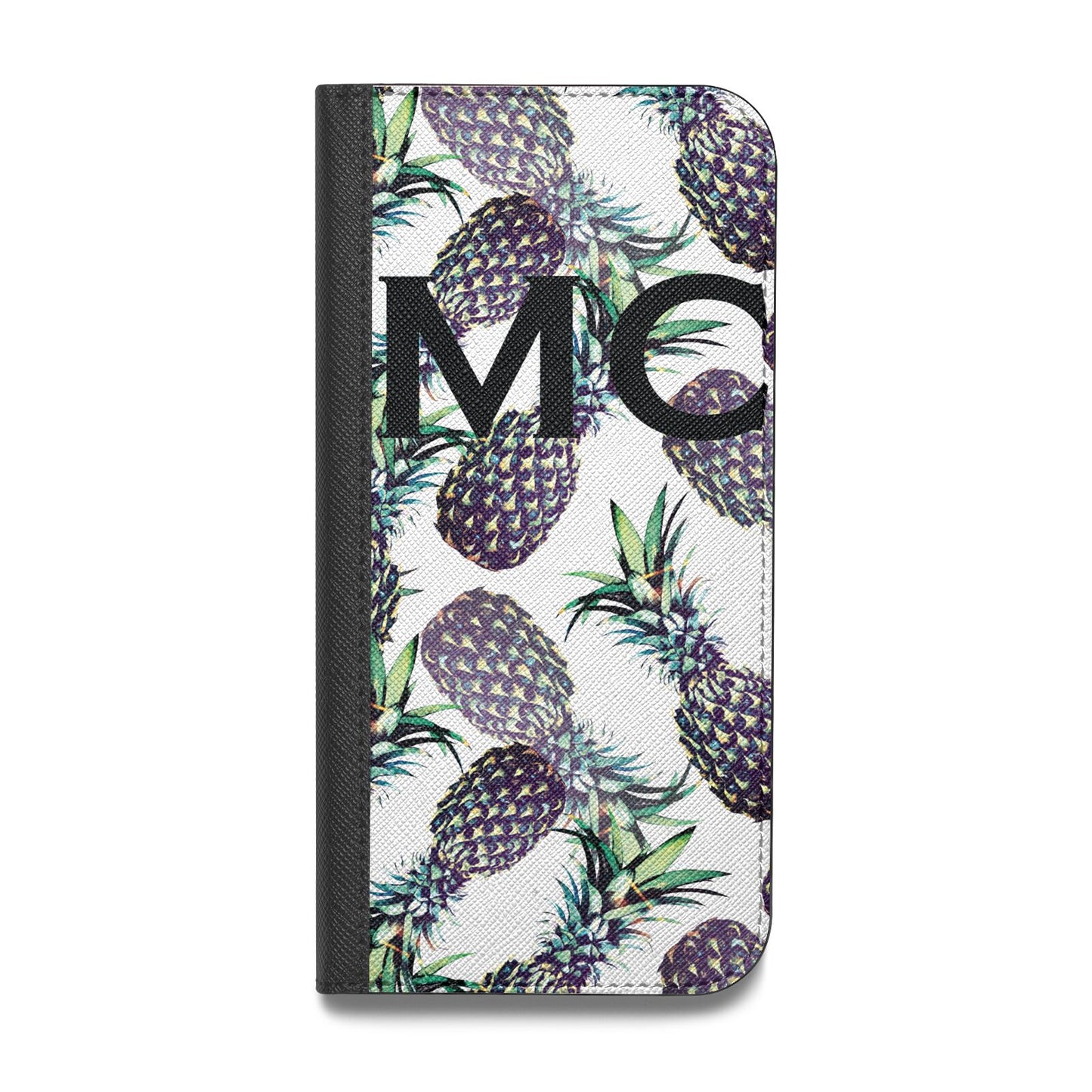 Personalised Pineapple Tropical White Vegan Leather Flip Samsung Case