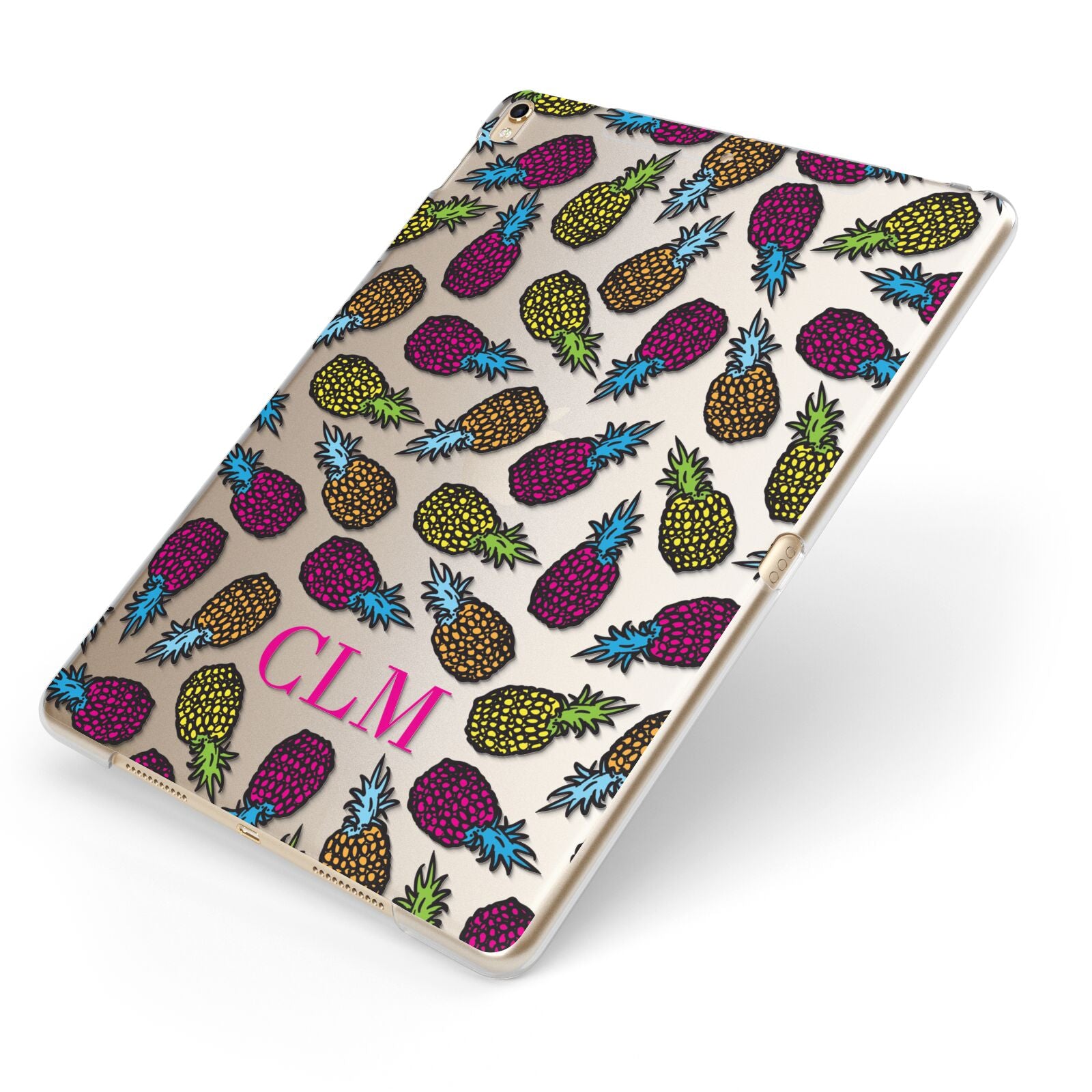 Personalised Pineapples Initials Apple iPad Case on Gold iPad Side View