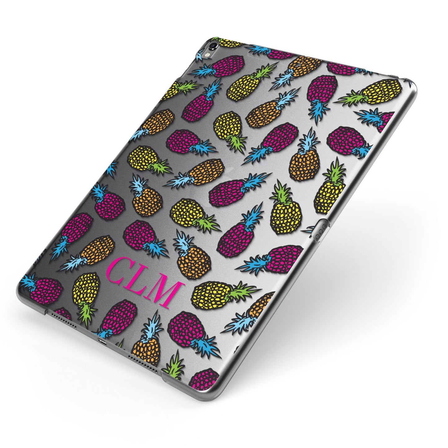 Personalised Pineapples Initials Apple iPad Case on Grey iPad Side View