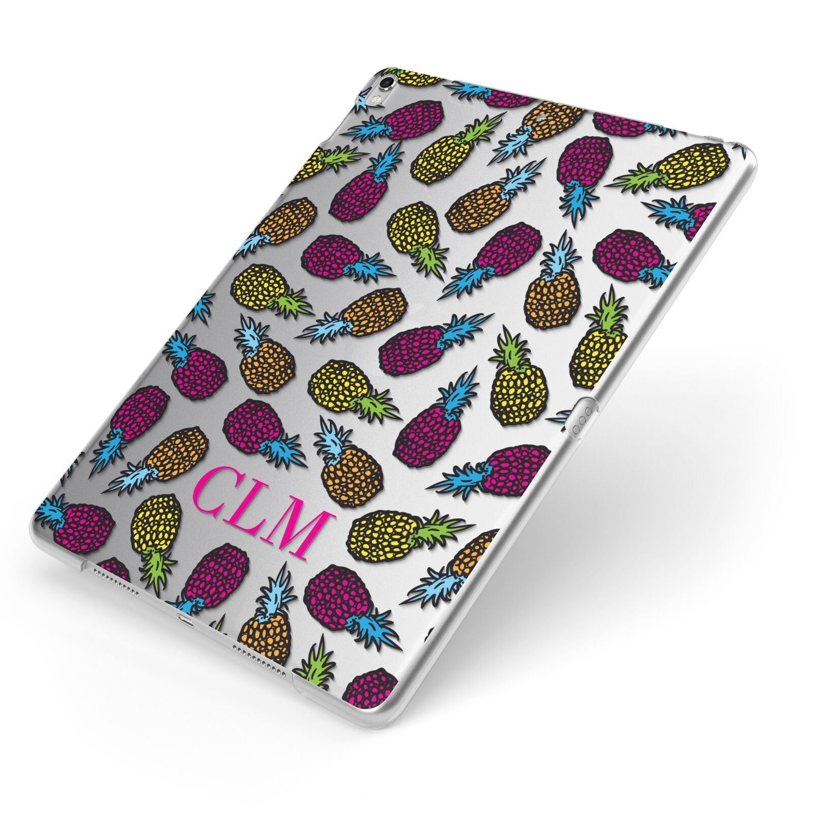 Personalised Pineapples Initials Apple iPad Case on Silver iPad Side View