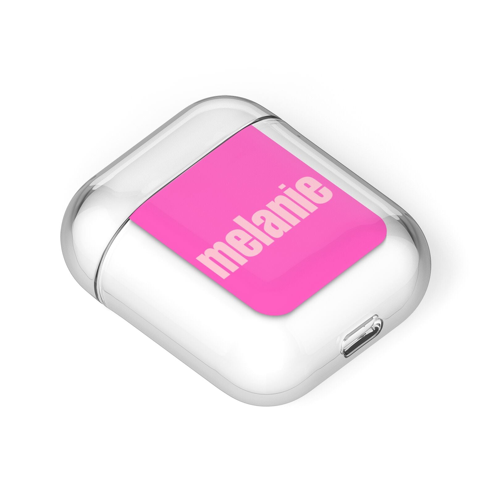 Personalised Pink AirPods Case Laid Flat