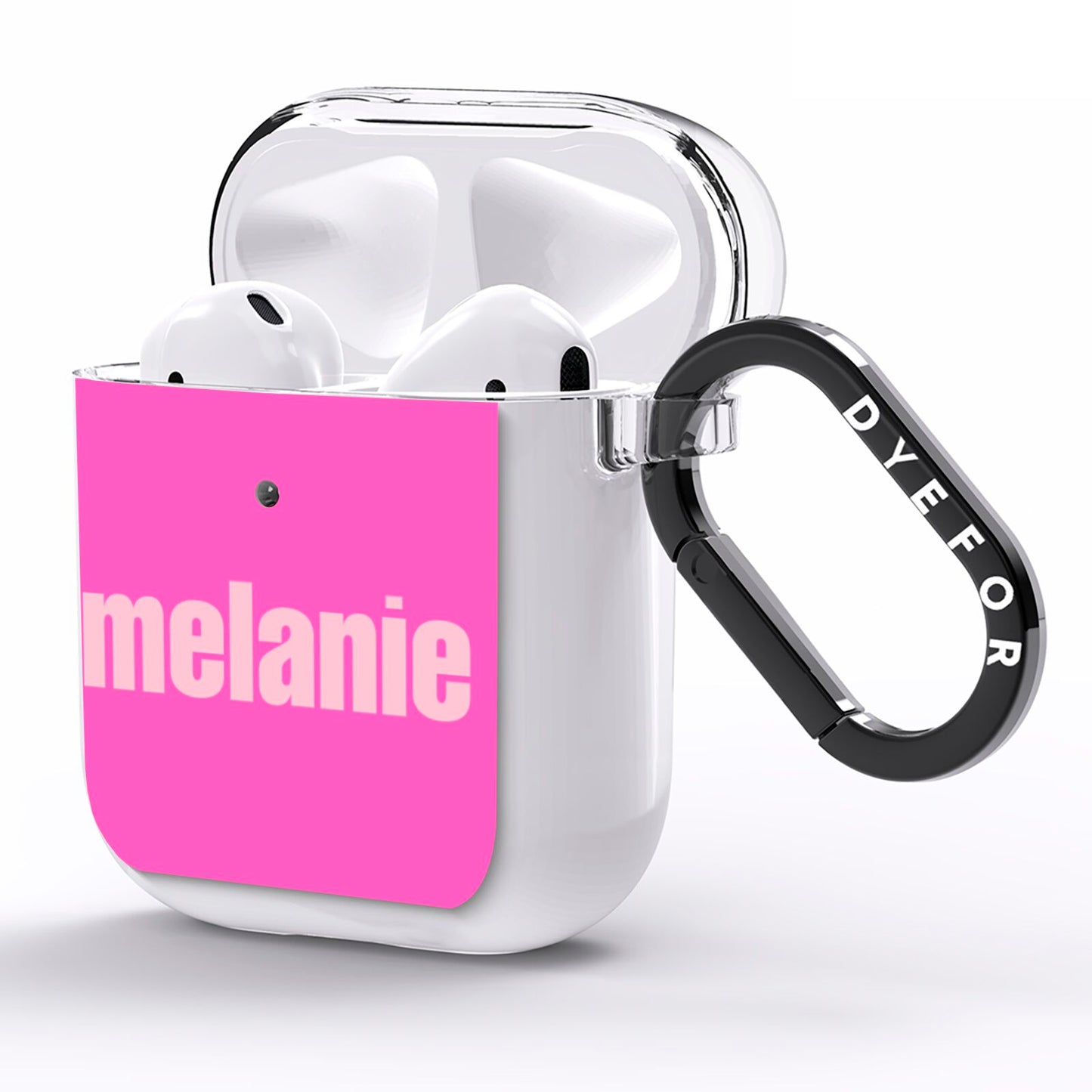 Personalised Pink AirPods Clear Case Side Image