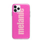 Personalised Pink Apple iPhone 11 Pro Max in Silver with Bumper Case