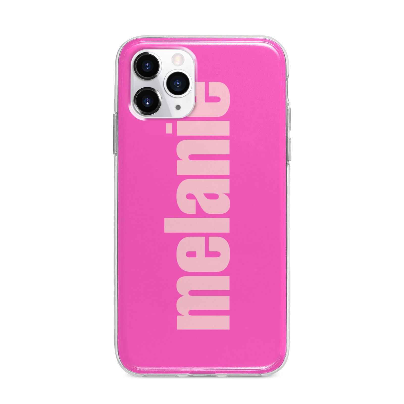 Personalised Pink Apple iPhone 11 Pro Max in Silver with Bumper Case