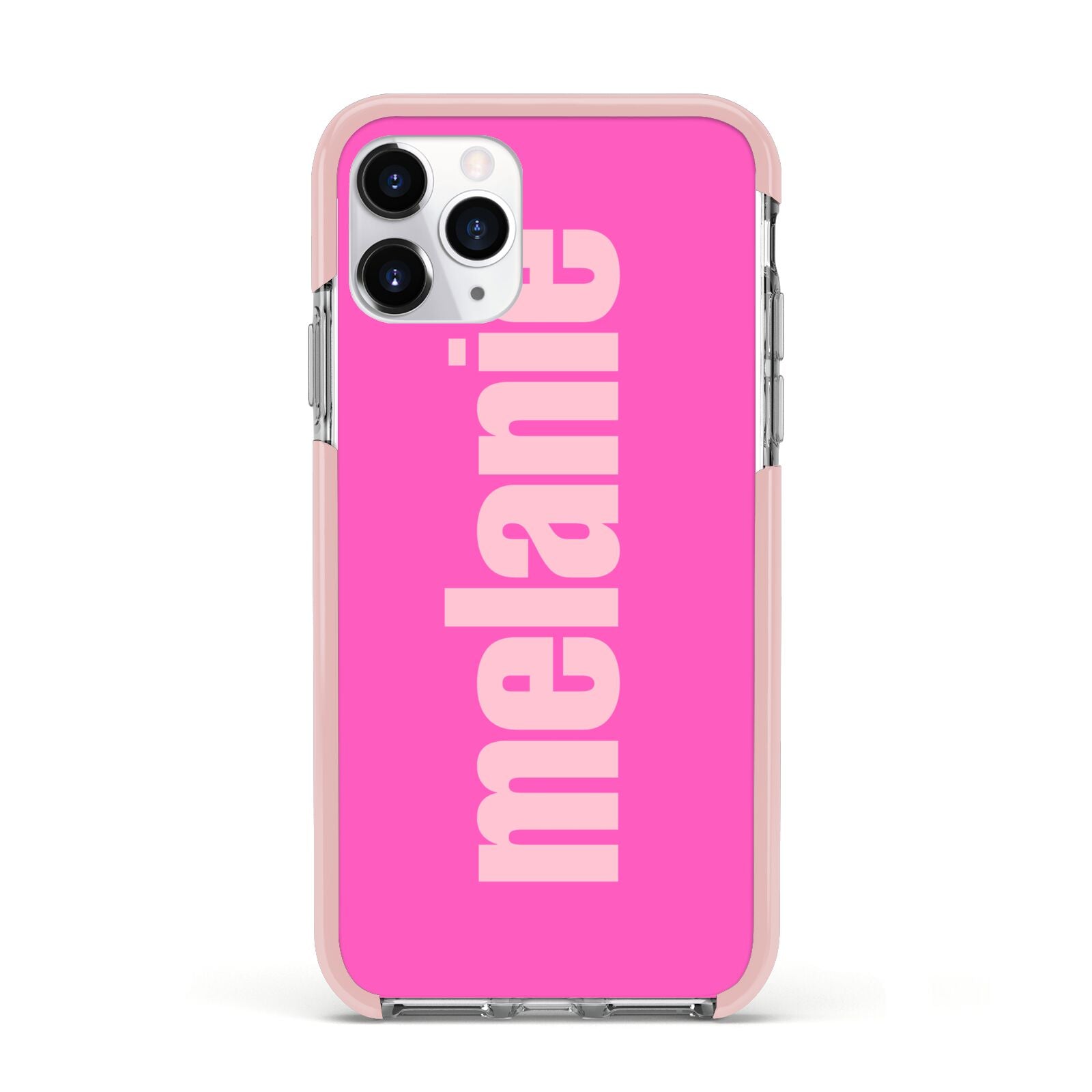 Personalised Pink Apple iPhone 11 Pro in Silver with Pink Impact Case