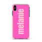 Personalised Pink Apple iPhone Xs Max Impact Case Pink Edge on Black Phone