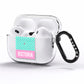 Personalised Pink Aqua Striped AirPods Pro Clear Case Side Image