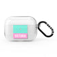 Personalised Pink Aqua Striped AirPods Pro Clear Case