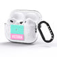 Personalised Pink Aqua Striped AirPods Pro Glitter Case Side Image