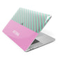 Personalised Pink Aqua Striped Apple MacBook Case Side View