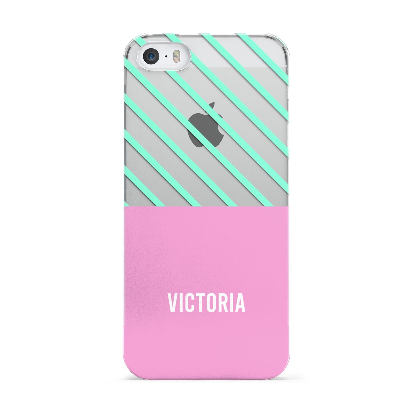 Personalised Pink Aqua Striped Apple iPhone 5 Case