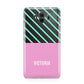Personalised Pink Aqua Striped Huawei Mate 10 Protective Phone Case