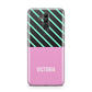 Personalised Pink Aqua Striped Huawei Mate 20 Lite