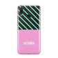 Personalised Pink Aqua Striped Huawei Nova 3 Phone Case