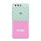 Personalised Pink Aqua Striped Huawei P10 Phone Case