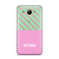 Personalised Pink Aqua Striped Huawei Y3 2017