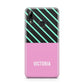 Personalised Pink Aqua Striped Huawei Y7 2019