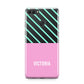 Personalised Pink Aqua Striped Huawei Y9 2018