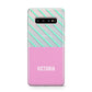Personalised Pink Aqua Striped Protective Samsung Galaxy Case