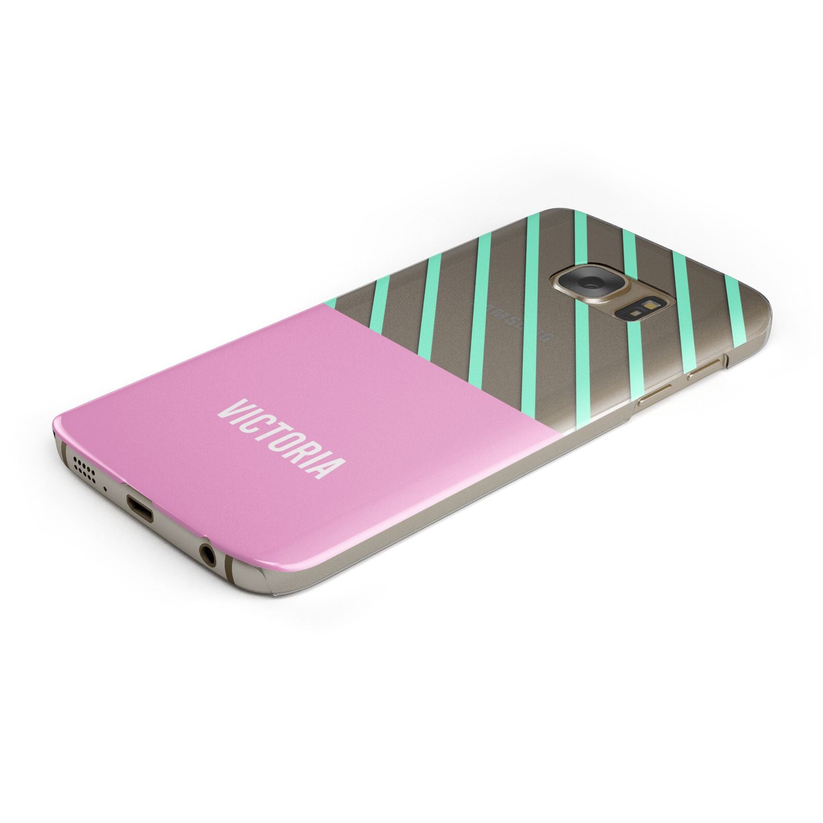 Personalised Pink Aqua Striped Samsung Galaxy Case Bottom Cutout