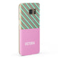 Personalised Pink Aqua Striped Samsung Galaxy Case Fourty Five Degrees