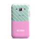 Personalised Pink Aqua Striped Samsung Galaxy J1 2015 Case