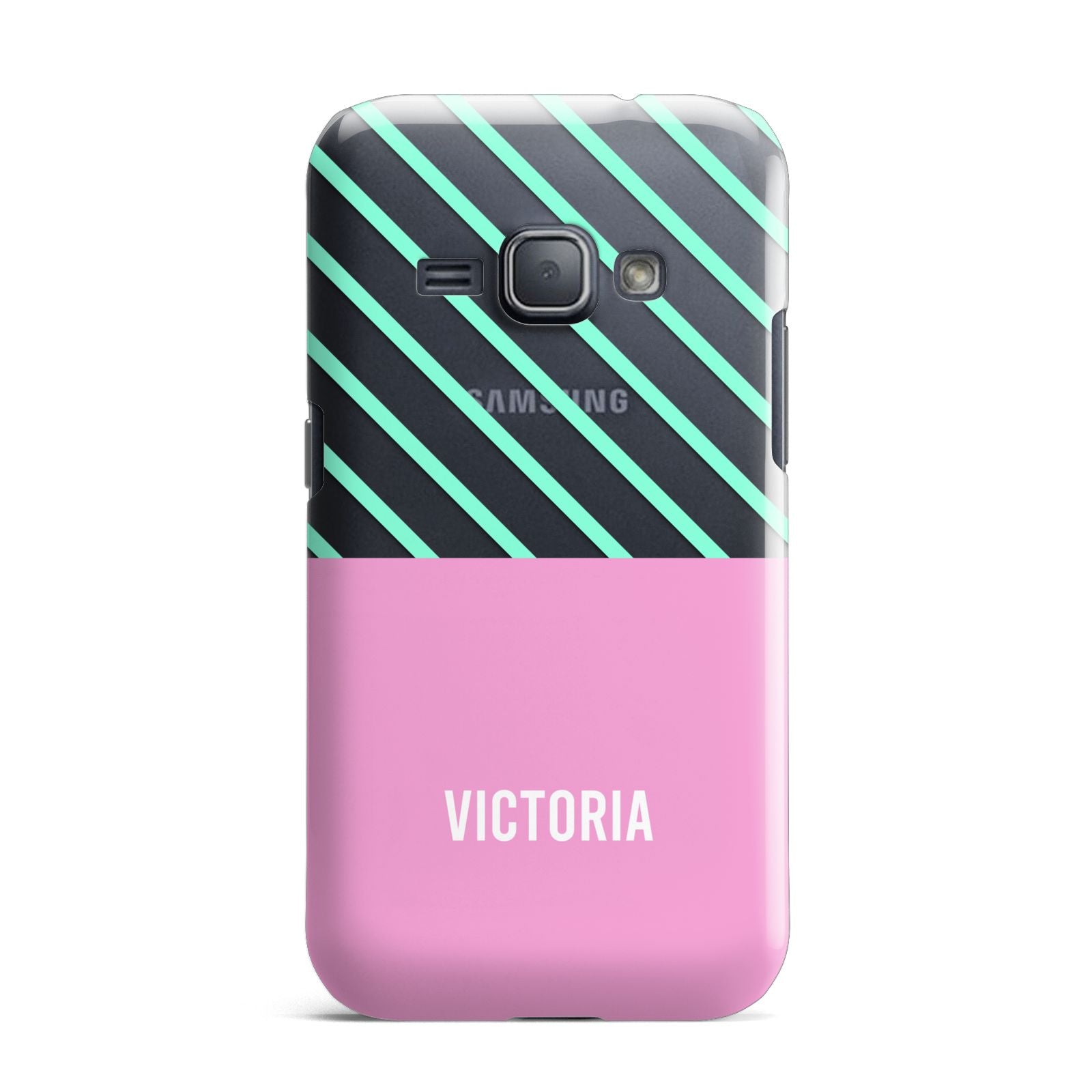 Personalised Pink Aqua Striped Samsung Galaxy J1 2016 Case