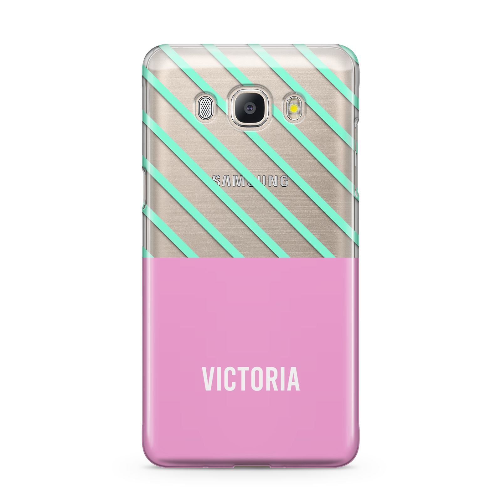 Personalised Pink Aqua Striped Samsung Galaxy J5 2016 Case