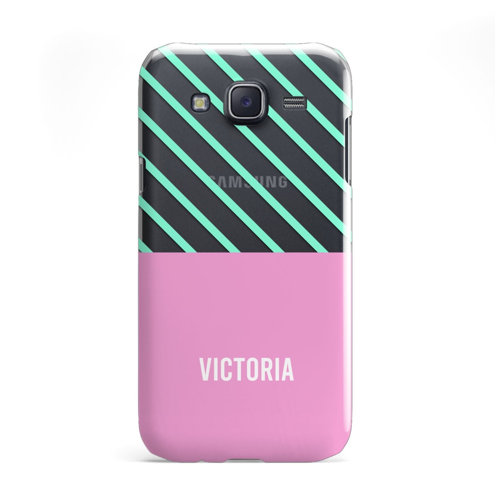 Personalised Pink Aqua Striped Samsung Galaxy J5 Case