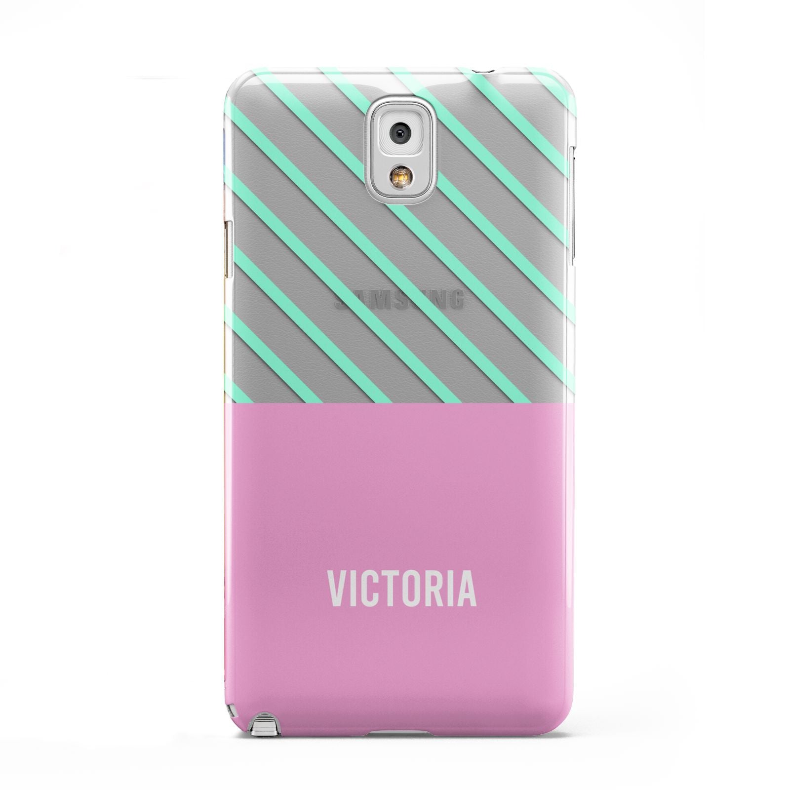 Personalised Pink Aqua Striped Samsung Galaxy Note 3 Case