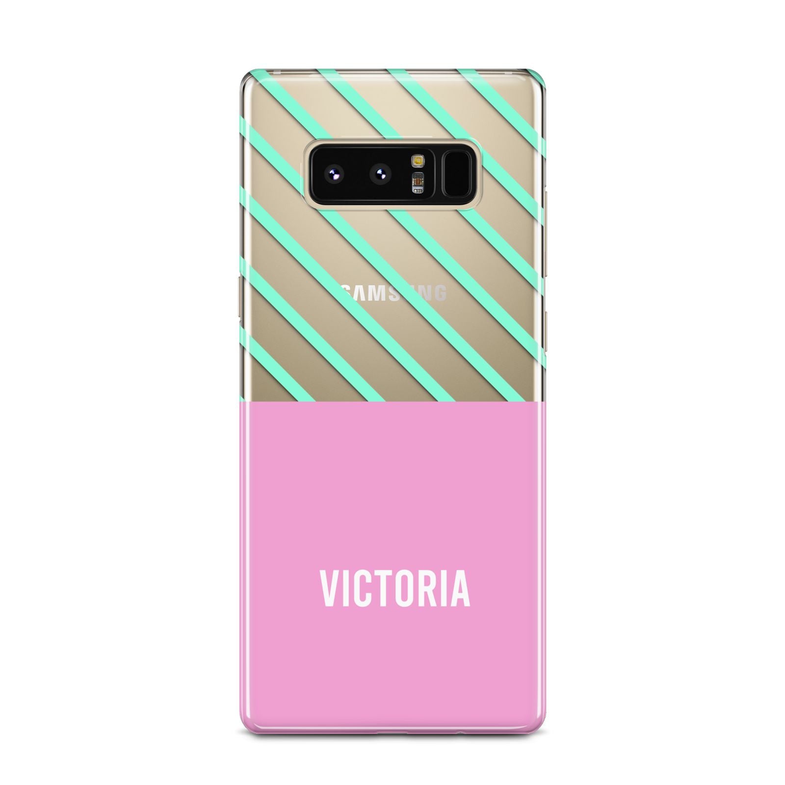 Personalised Pink Aqua Striped Samsung Galaxy Note 8 Case