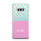 Personalised Pink Aqua Striped Samsung Galaxy S10E Case