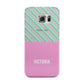 Personalised Pink Aqua Striped Samsung Galaxy S6 Edge Case