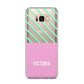 Personalised Pink Aqua Striped Samsung Galaxy S8 Plus Case
