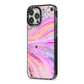 Personalised Pink Bath Bomb iPhone 13 Pro Max Black Impact Case Side Angle on Silver phone