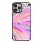 Personalised Pink Bath Bomb iPhone 13 Pro Max Black Impact Case on Silver phone