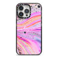 Personalised Pink Bath Bomb iPhone 14 Pro Max Black Impact Case on Silver phone