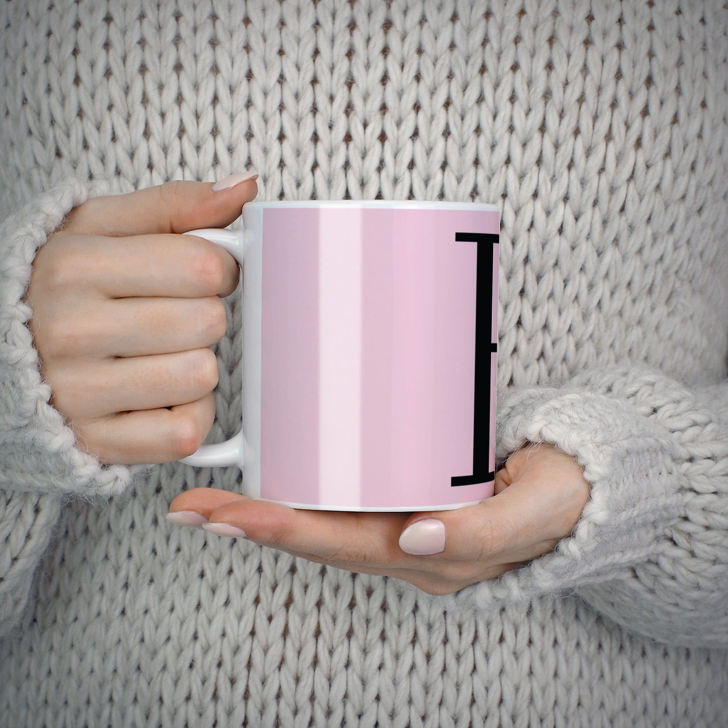 Personalised Pink Black Initial 10oz Mug Alternative Image 5