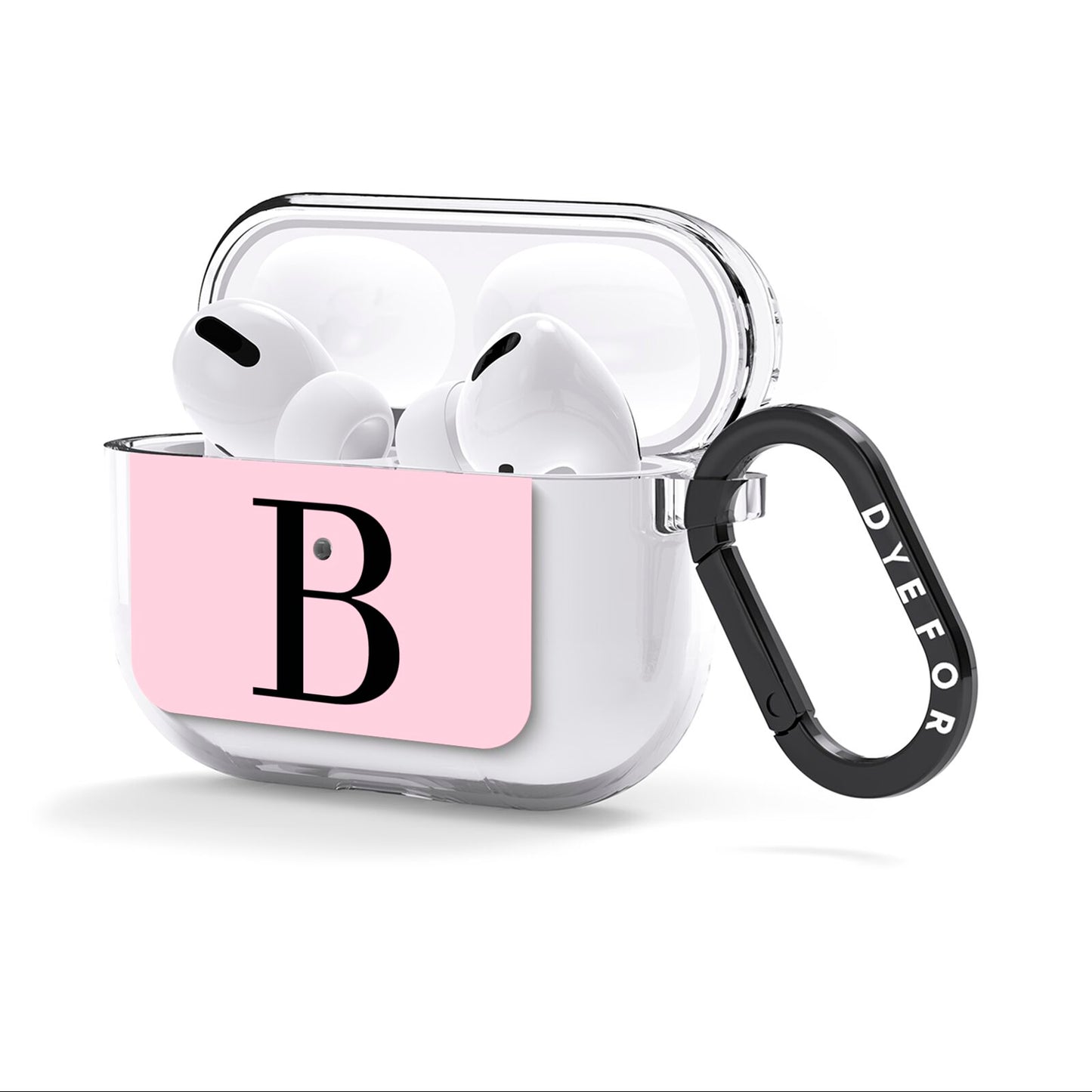Personalised Pink Black Initial AirPods Clear Case 3rd Gen Side Image
