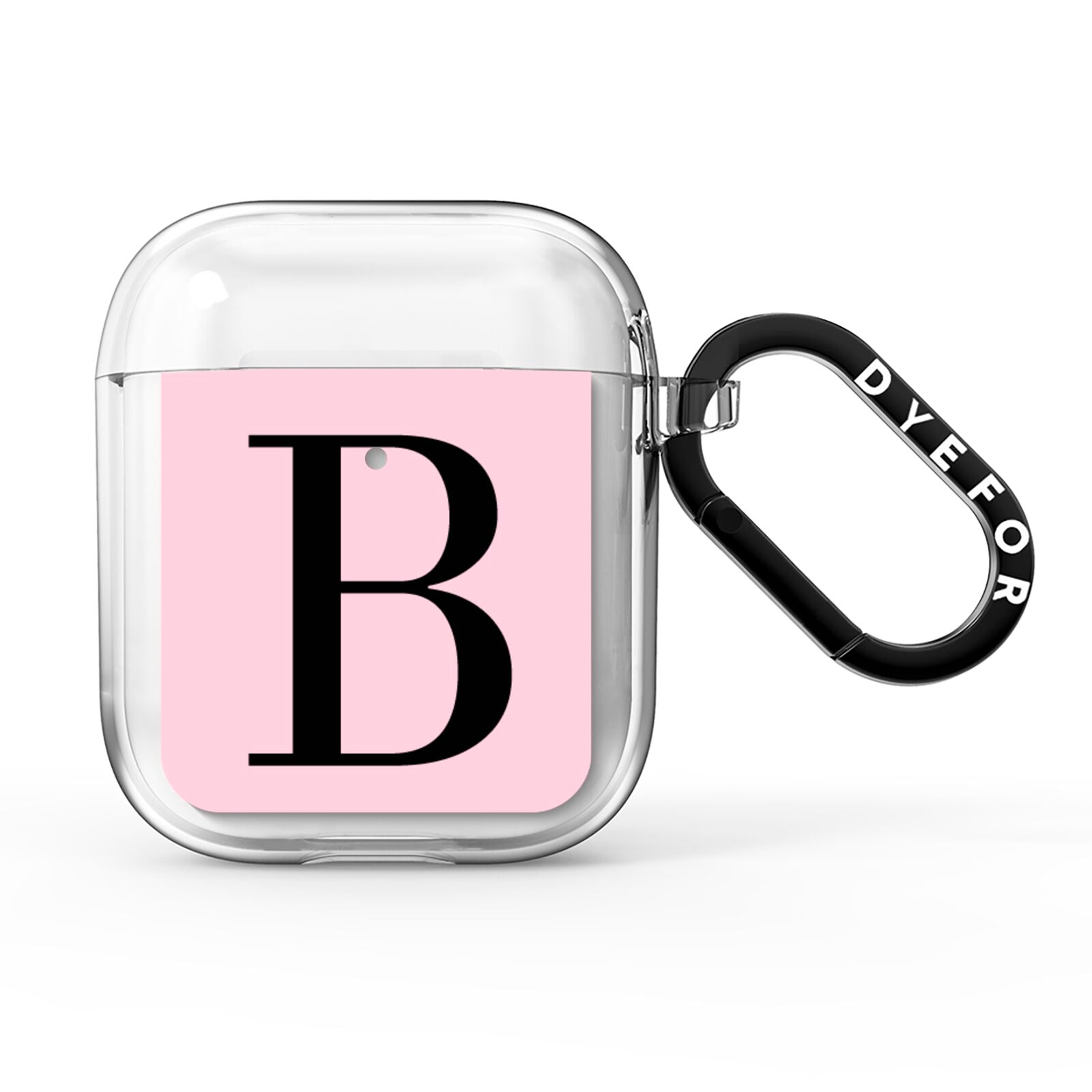Personalised Pink Black Initial AirPods Clear Case