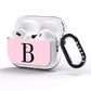 Personalised Pink Black Initial AirPods Pro Clear Case Side Image