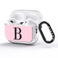 Personalised Pink Black Initial AirPods Pro Glitter Case Side Image