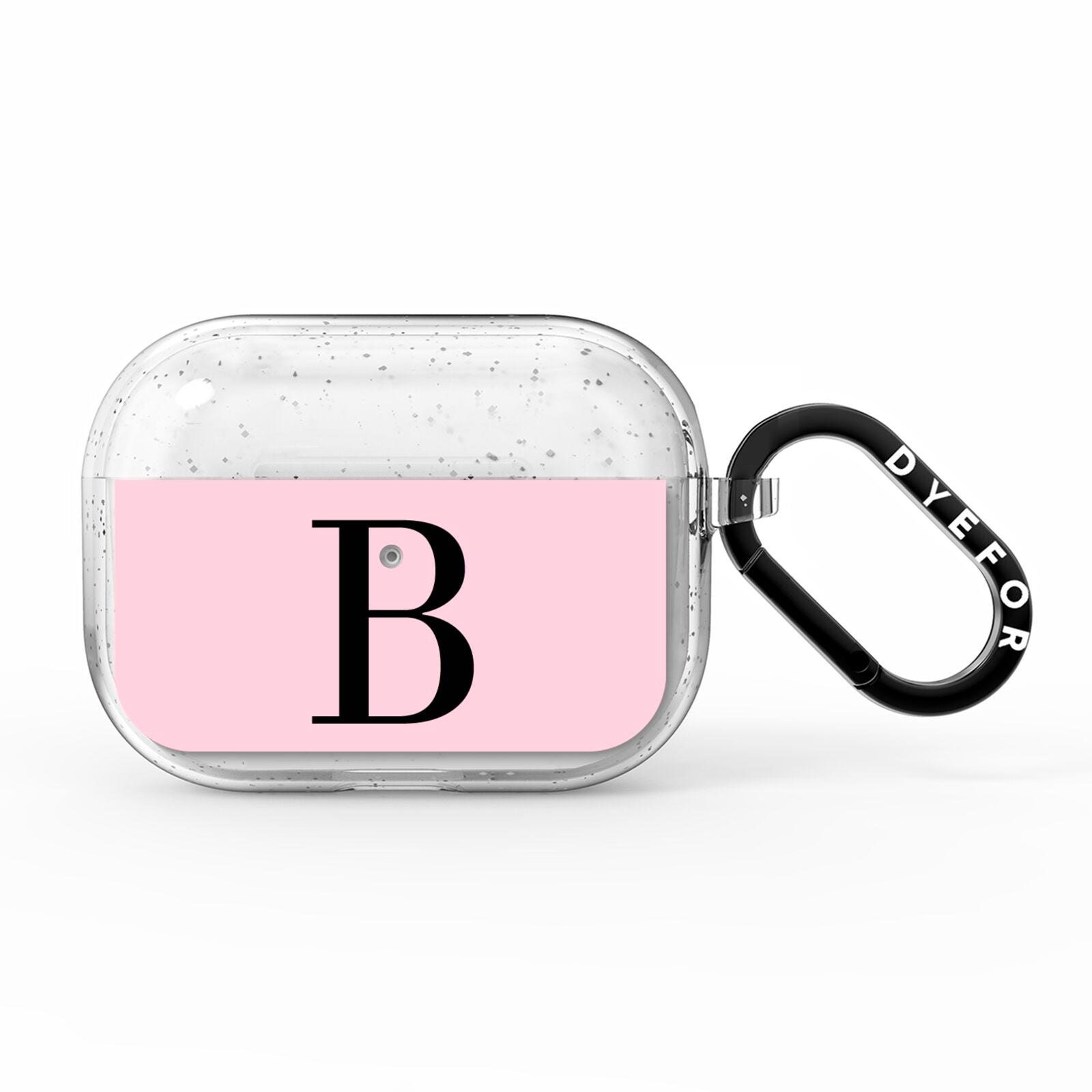 Personalised Pink Black Initial AirPods Pro Glitter Case