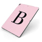 Personalised Pink Black Initial Apple iPad Case on Grey iPad Side View