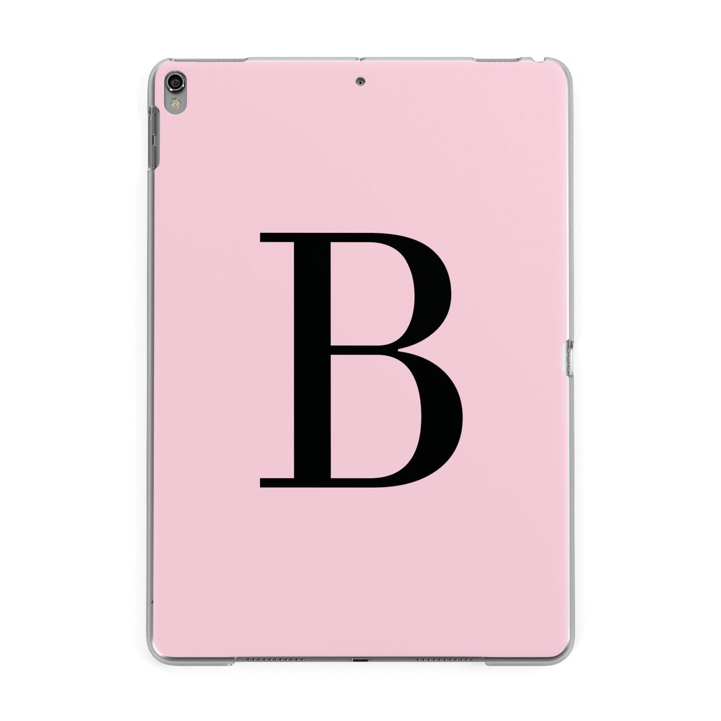 Personalised Pink Black Initial Apple iPad Grey Case