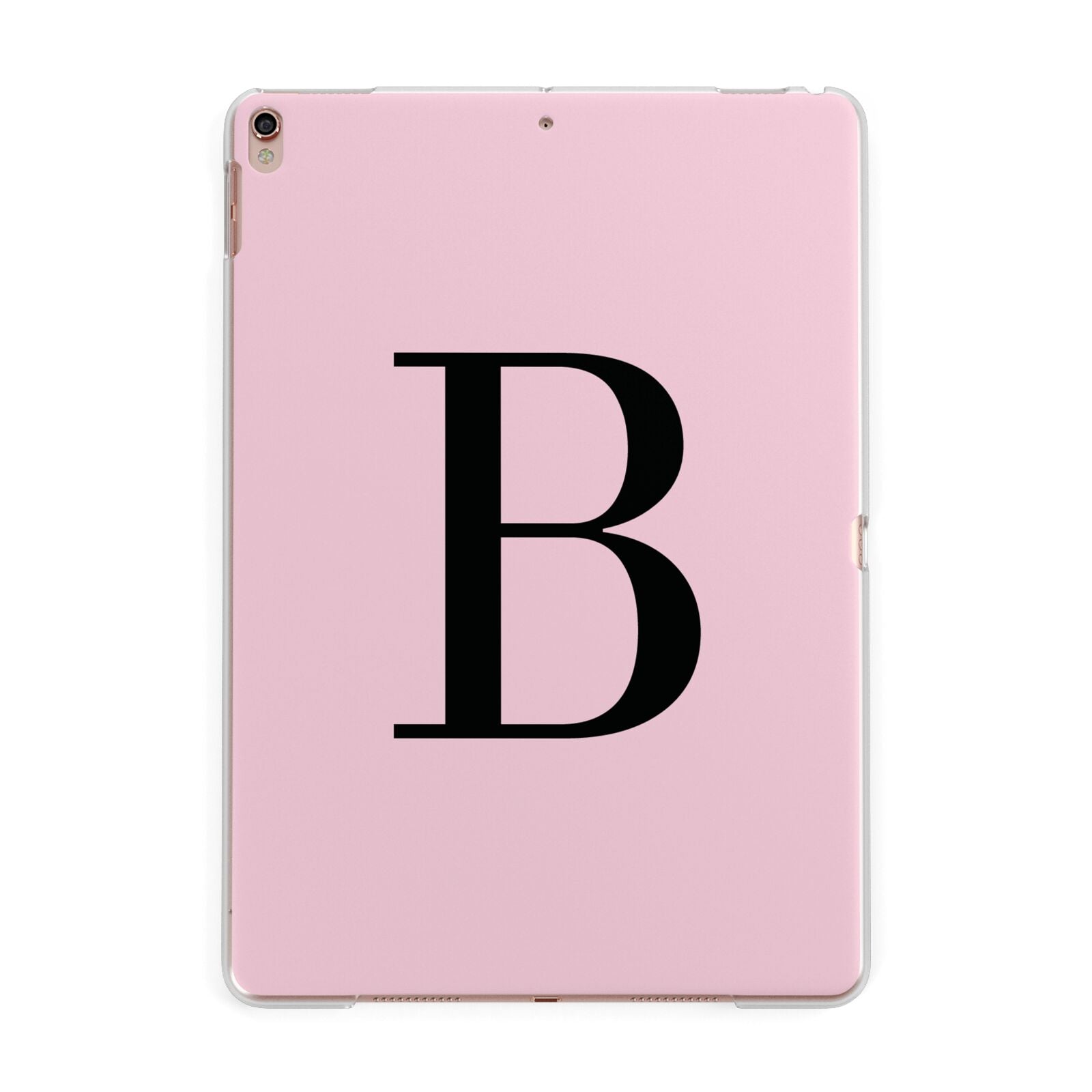 Personalised Pink Black Initial Apple iPad Rose Gold Case