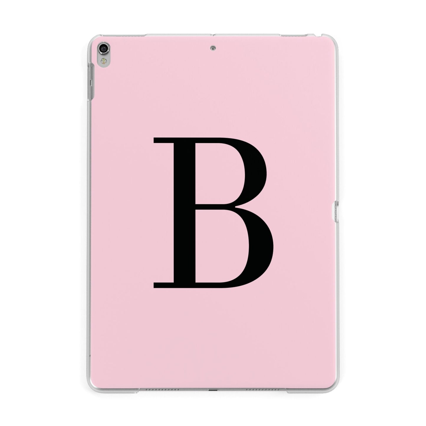 Personalised Pink Black Initial Apple iPad Silver Case