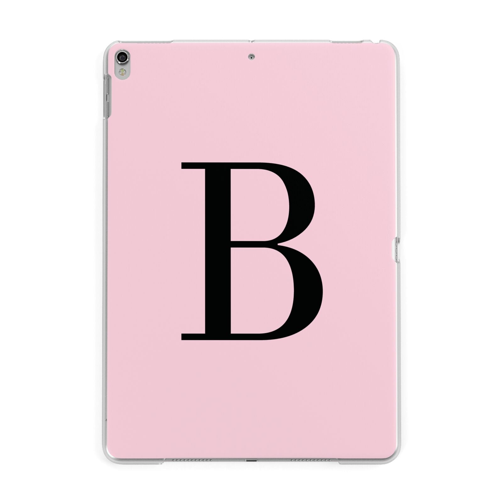 Personalised Pink Black Initial Apple iPad Silver Case